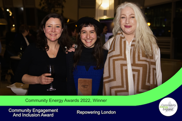 Etta Dale, Eva Goudouneix and Fran Lobel receive the Community Energy Award 20 January 2023